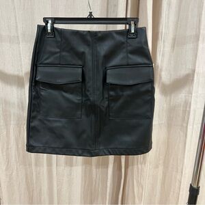 Sleek Black Mini Skirt with Front Pockets